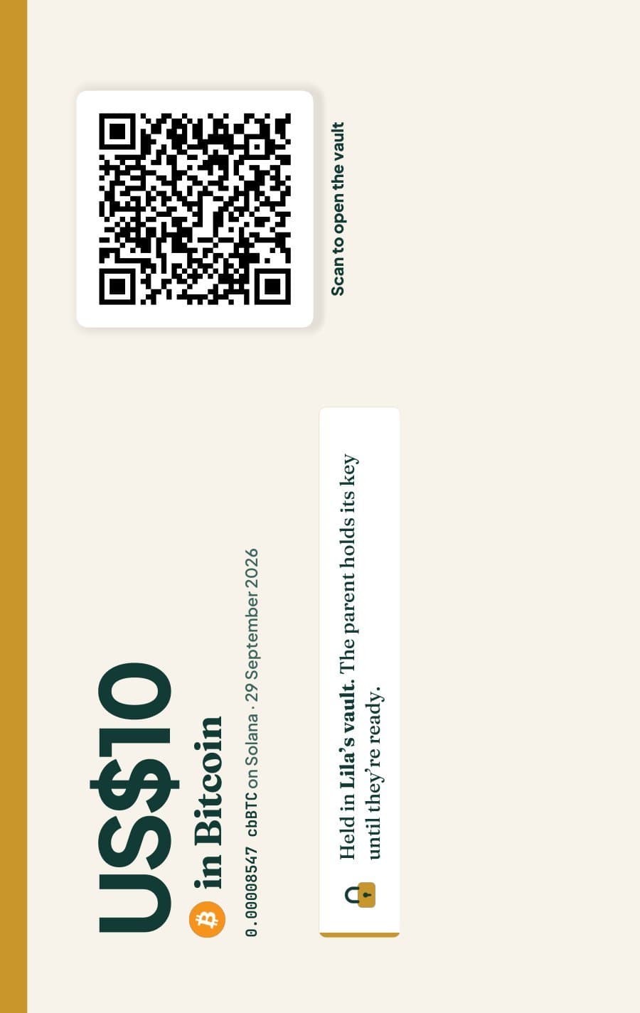 Inside the Proof: US$10 in Bitcoin, held in Lila’s vault