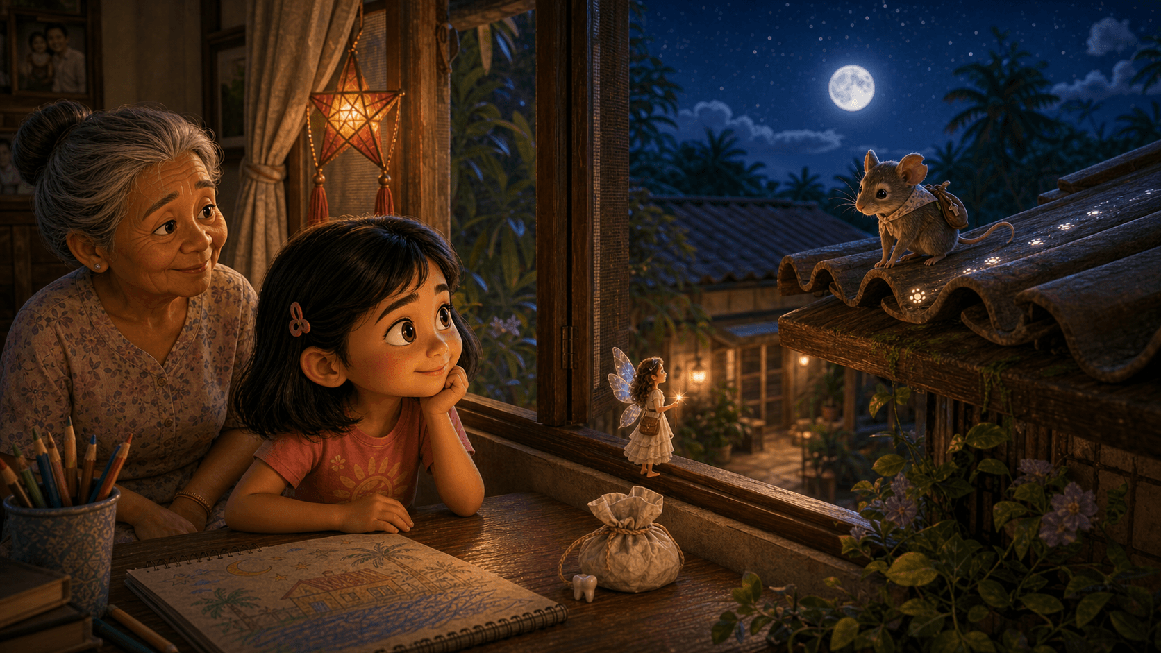 Illustration for Daga and the One-Year Wish, page 1